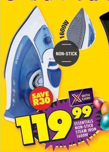 ESSENTIALS NON-STICK STEAM IRON 1600W