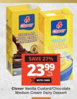 Clover Vanilla Custard/Chocolate Medium Cream Dairy Dessert