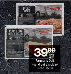 FARMER'S DELI ROUND CUT SHOULDER/DICED BACON