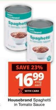 Housebrand Spaghetti in Tomato Sauce