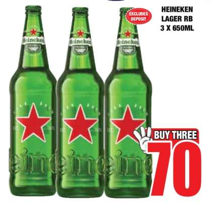 HEINEKEN LAGER RB 3 X 650ML