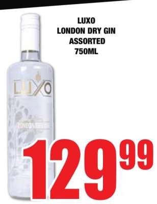 LUXO LONDON DRY GIN ASSORTED 750ML