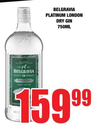 BELGRAVIA PLATINUM LONDON DRY GIN 750ML