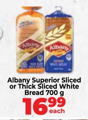 Albany Superior Sliced or Thick Sliced White Bread 700 g