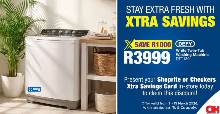 DEFY White Twin-Tub Washing Machine DTT180