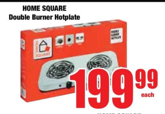 HOME SQUARE Double Burner Hotplate