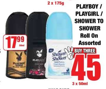 PLAYBOY / PLAYGIRL / SHOWER TO SHOWER Roll On Assorted