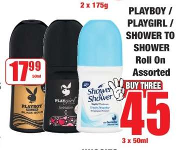 PLAYBOY / PLAYGIRL / SHOWER TO SHOWER Roll On Assorted
