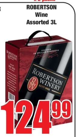 ROBERTSON WINE ASSORTED 3L
