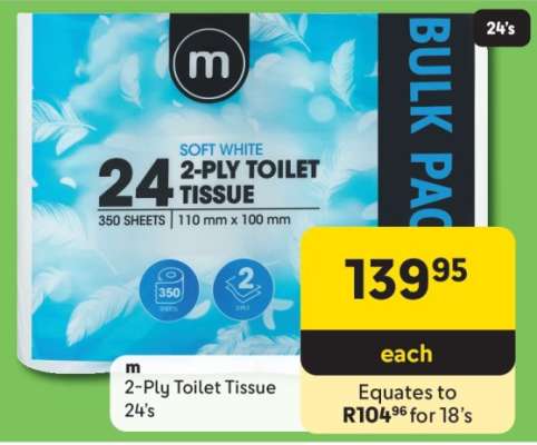 m 2-Ply Toilet Tissue 24's