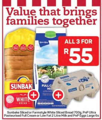 Sunbake Bread, Milk, and Eggs Combo