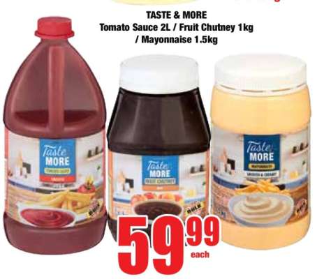 TASTE & MORE Tomato Sauce 2L / Fruit Chutney 1kg / Mayonnaise 1.5kg