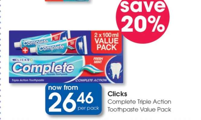 Clicks Complete Triple Action Toothpaste Value Pack