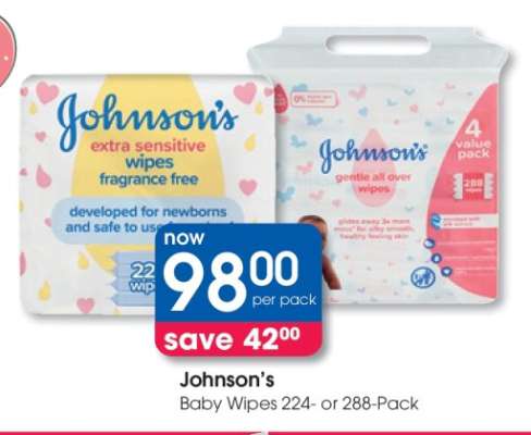 Johnson’s Baby Wipes 224- or 288-Pack