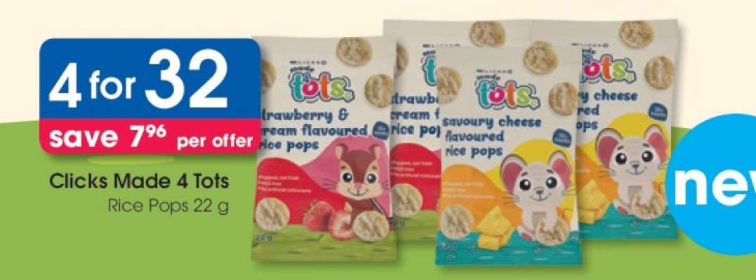 Clicks Made 4 Tots Rice Pops 22 g