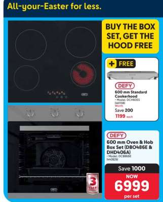 DEFY 600 mm Oven & Hob Box Set (DBO486E & DHD406A)