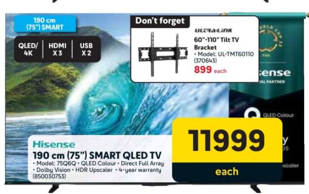 Hisense 190 cm (75") Smart QLED TV