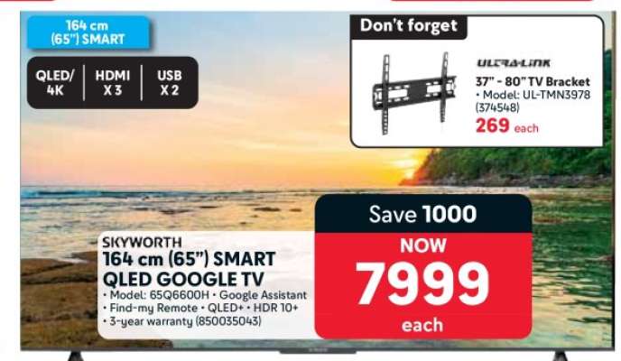 SKYWORTH 164 cm (65”) SMART QLED GOOGLE TV