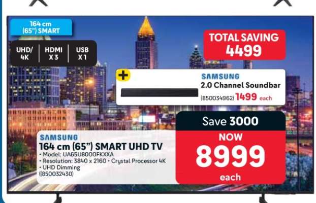 Samsung 164 cm (65”) SMART UHD TV