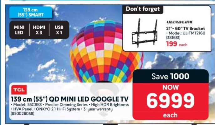 TCL 139 cm (55”) QD MINI LED GOOGLE TV
