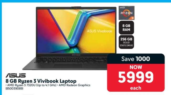 ASUS 8 GB Ryzen 3 Vivibook Laptop