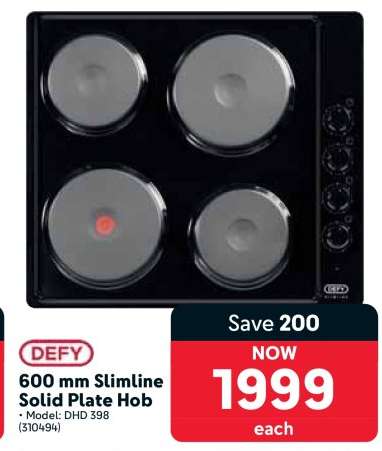 DEFY 600 mm Slimline Solid Plate Hob