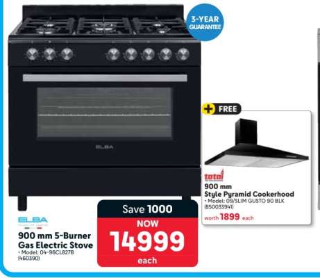 900 mm 5-Burner Gas Electric Stove