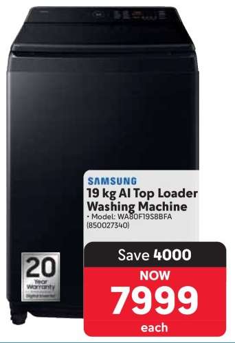 Samsung 19 kg AI Top Loader Washing Machine