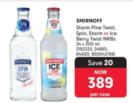 SMIRNOFF Storm Pine Twist, Spin, Storm or Ice Berry Twist NRBs