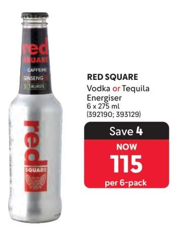 RED SQUARE Vodka or Tequila Energiser