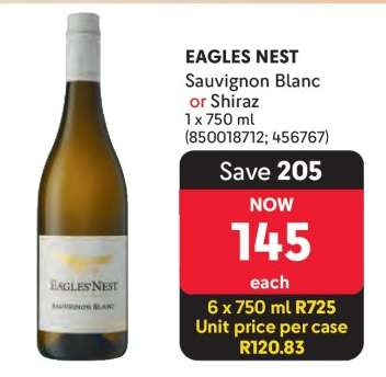 EAGLES NEST Sauvignon Blanc or Shiraz