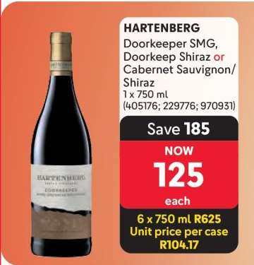 Hartenberg Doorkeep SMG, Doorkeep Shiraz or Cabernet Sauvignon/Shiraz
