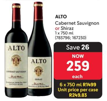ALTO Cabernet Sauvignon or Shiraz