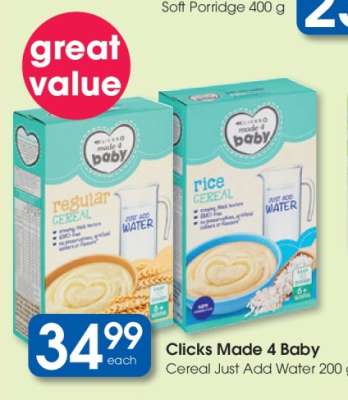 Clicks Made 4 Baby Cereal Just Add Water 200 g
