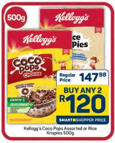 Kellogg's Coco Pops Assorted or Rice Krispies 500g