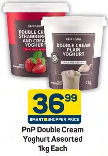 PnP Double Cream Yoghurt Assorted 1kg Each