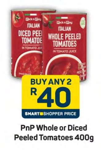 PnP Whole or Diced Peeled Tomatoes 400g