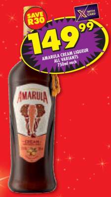 AMARULA CREAM LIQUEUR all variants 750ml each