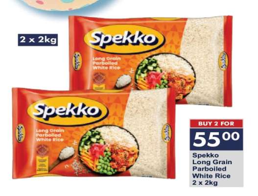 Spekko Long Grain Parboiled White Rice 2 x 2kg