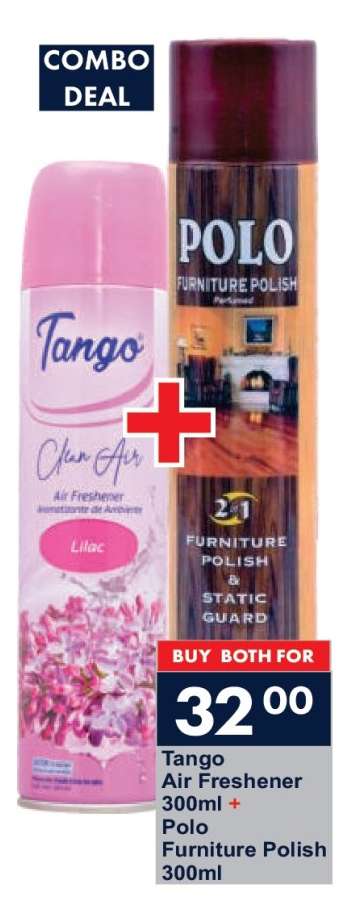 Tango Air Freshener 300ml + Polo Furniture Polish 300ml