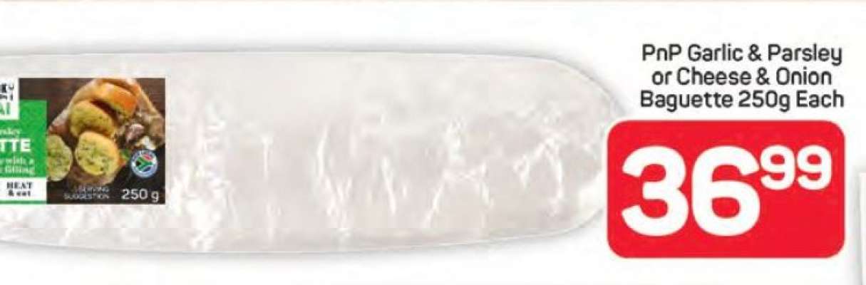 PnP Garlic & Parsley or Cheese & Onion Baguette 250g