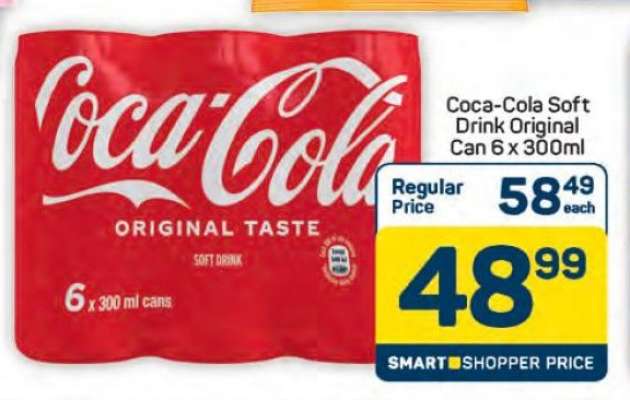 Coca-Cola Soft Drink Original Can 6 x 300ml