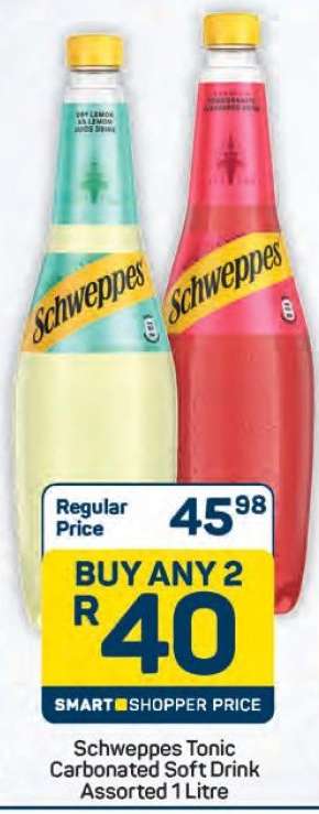 Schweppes Tonic Carbonated Soft Drink Assorted 1 Litre