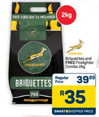 Springboks Briquettes and FREE Firelighter Combo 2kg