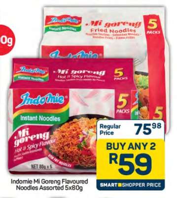 Indomie Mi Goreng Flavoured Noodles Assorted 5x80g