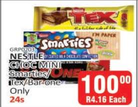 NESTLE CHOC MINI Smarties/Tex/Bar one
