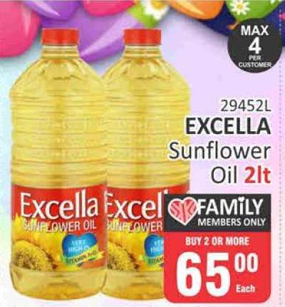 Excella Sunflower Oil 2Lt