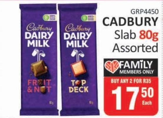 Cadbury Dairy Milk Slab 80g Assorted