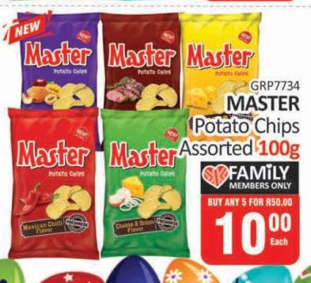 MASTER Potato Chips Assorted 100g