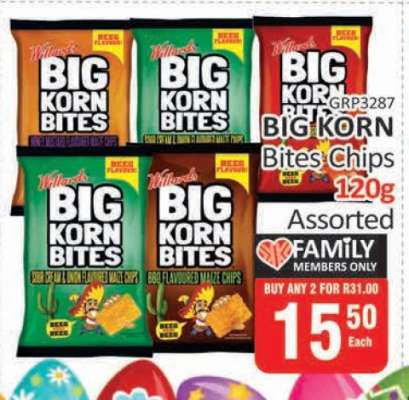 Willards Big Korn Bites Chips 120g